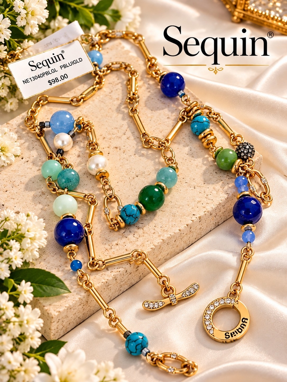 Gold-Plated Multicolor Beaded Necklace